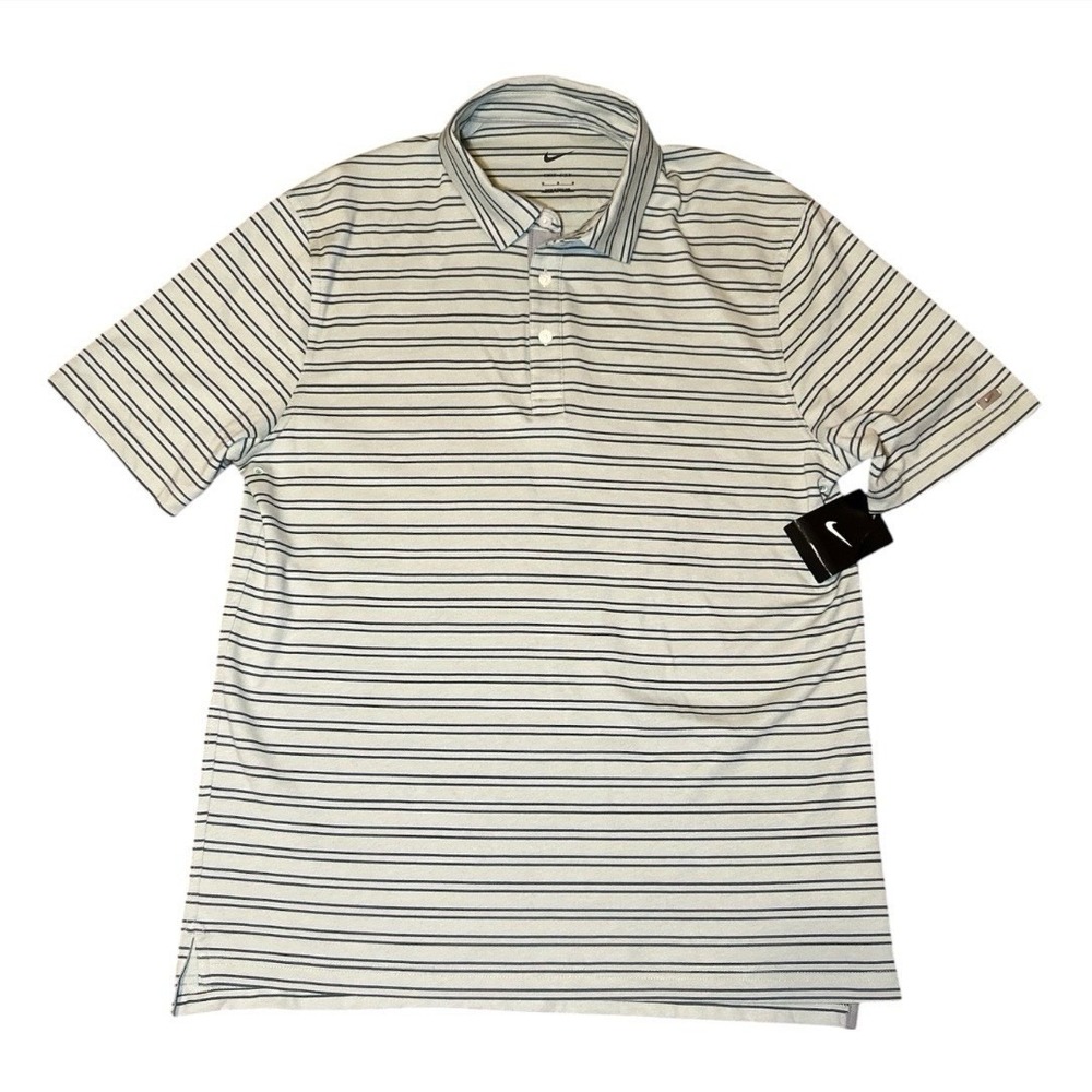 NWT Nike Golf Dri Fit Green Striped Polo Size Medium Stretch